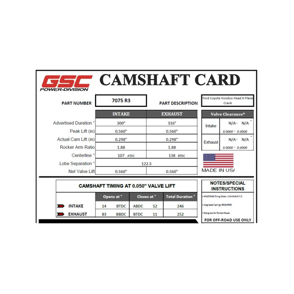 CAMSHAFT CARD - GSC7075R2