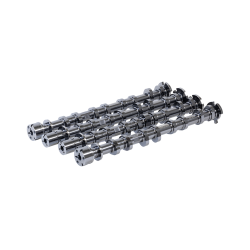 GSC Power Division R2 camshaft set for Gen 3 5.0L Coyote engines, showing the USA-forged billet steel finish and BLACK ISE anti-friction coating.