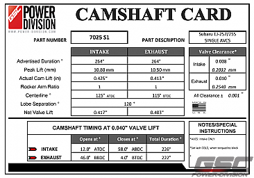 Billet S1 Camshaft set for Subaru EJ255/7 with Intake AVCS