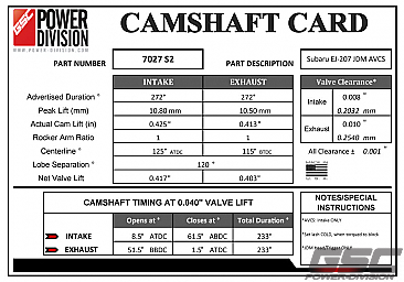 GSC Power-Division Billet S2 Camshaft set for EJ207 JDM/EURO WRX & STi V7+